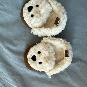 Cozy Teddy Bear Slipper Booties in Cream and Brown
